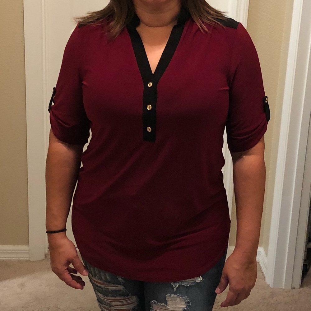 Burgundy and black top